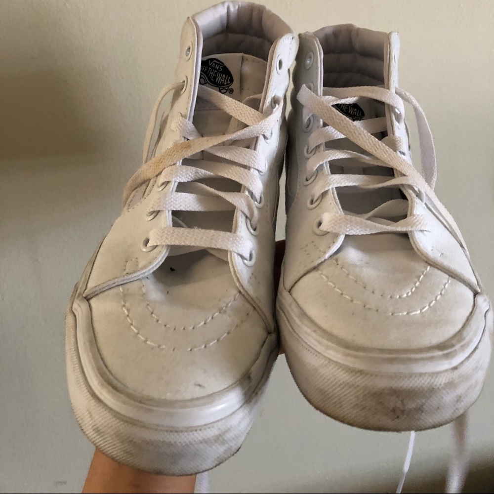 High top old skool white vans